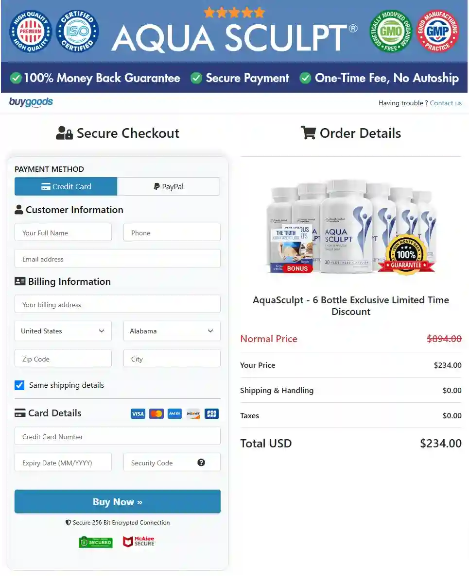 aquasculpt Order Page